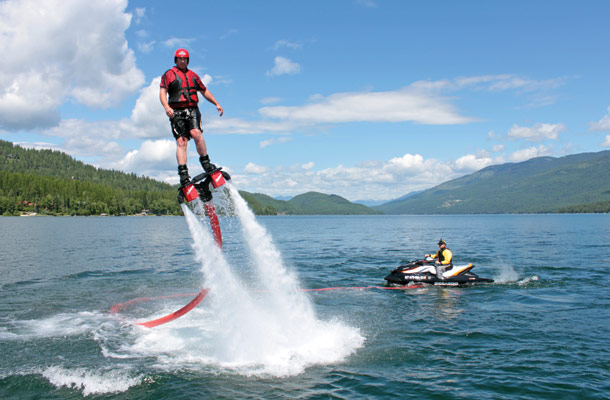 propelled with water from flyboarding